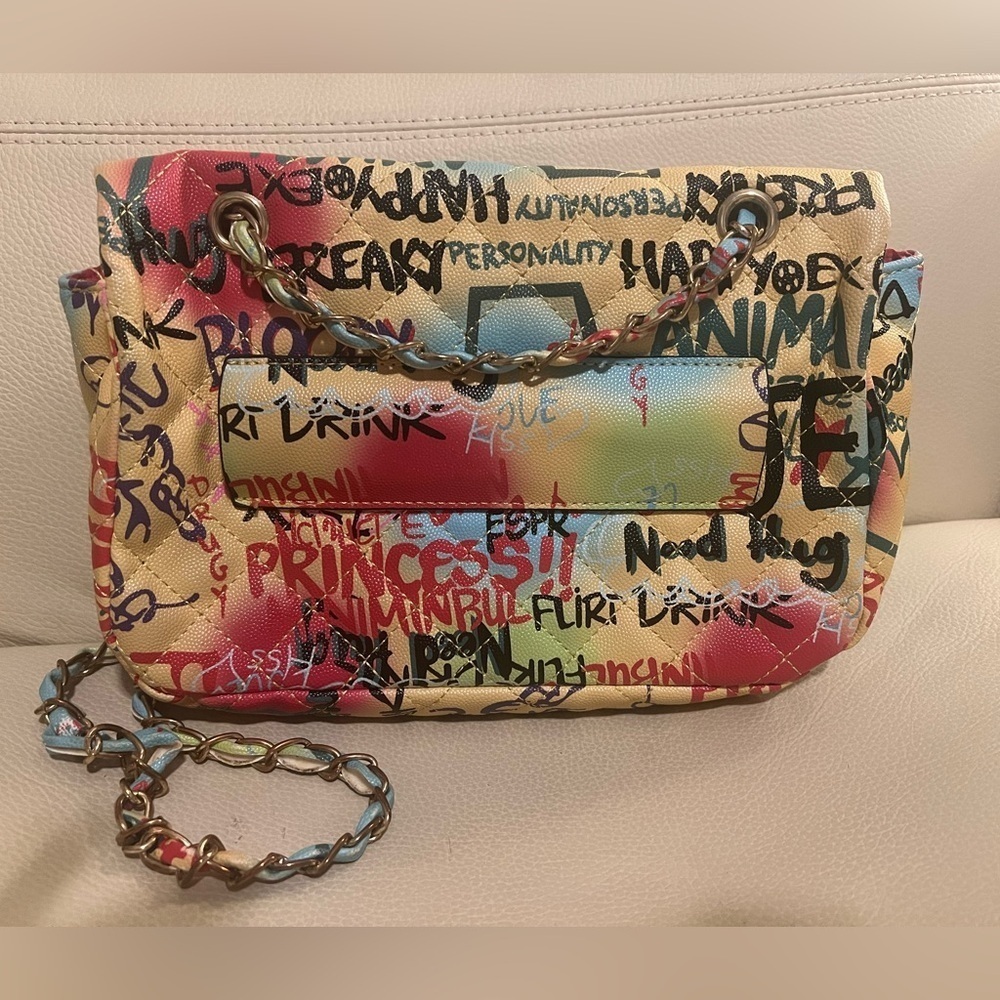 DKNY Paige Quilted Graffiti Crossbody Purse - Picture 2 of 16